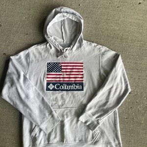 Columbia White Sweatshirt with American Flag Patch